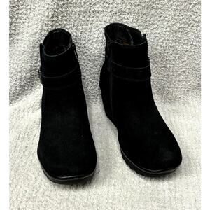 Skechers Women's Black Faux Suede Wedge Heel Booties Size 9 #66041